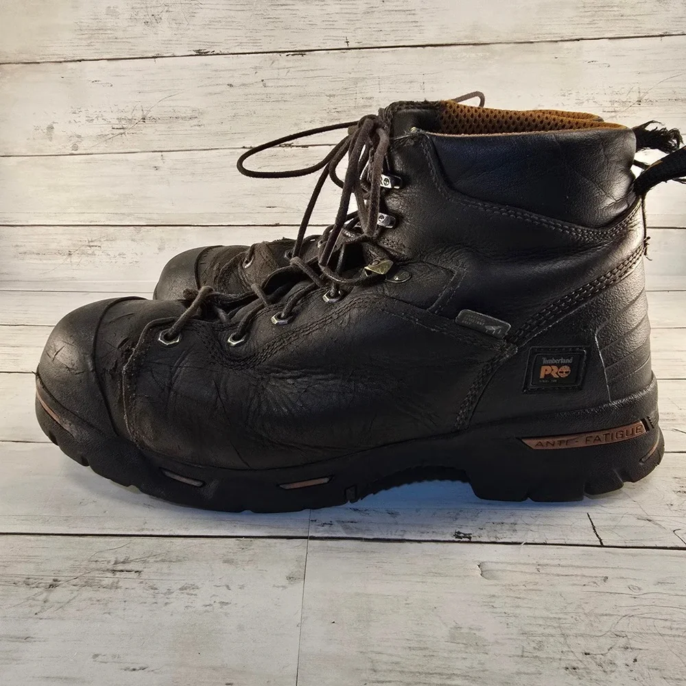 Timberland PRO Mens Steel Toe Work Boots Brown Leather 52562 Size 12 M